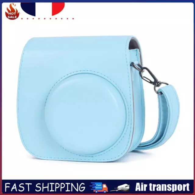 PU Leather Bag Case w/ Adjustable Shoulder Strap for Instax Mini 11 (Blue) FR