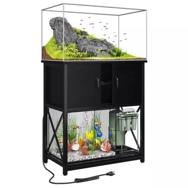TC-HOMENY 29Gallon Aquarium Stand Cabinet w/Power Outles Turtle Fish Tank Stand