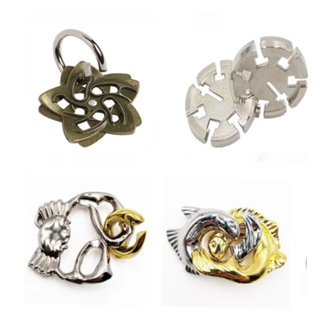 Brain Toys IQ Test Lock Brain Teaser Metal Puzzles Kids Adults Intelligent Games 6