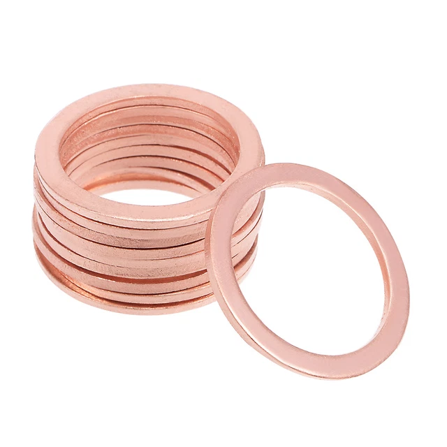 10pcs Copper Flat Washer for Screw Bolt 22mm x 28mm x 1.5mm