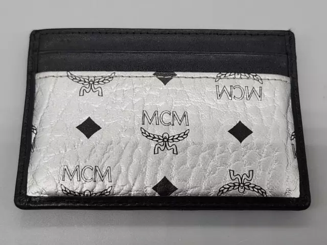 MCM Spectrum Diamond Visetos Card Case Black and Silver Leather