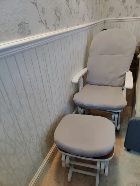 Tutti Bambini Nursing Rocking Glider Chair & Footstool White Paint
