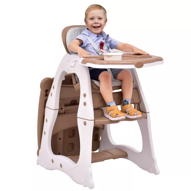 3 en 1 Chaise Haute Bébé Convertible avec Plateau et Dossier Réglable Ceinture