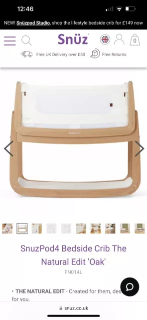 Snuzpod 4 Bedside Crib + Snuzpod accessories