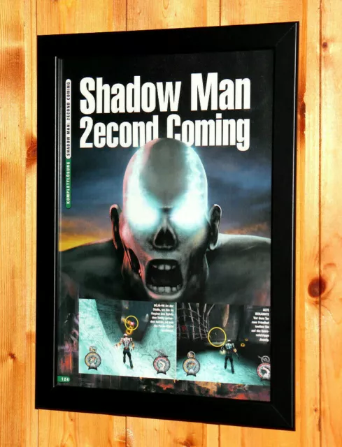 Shadow Man 2 secondi in arrivo raro piccolo poster/vintage con cornice pagina pubblicitaria PS2
