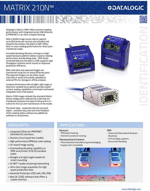 DATALOGIC MATRIX 210N 235-110 WVGA 1D 2D DPM Fixed Industrial Barcode ...