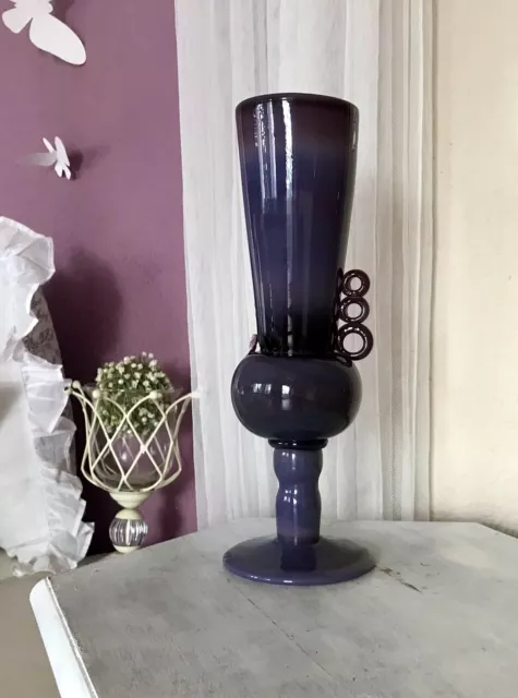 Vase Blumenvase Glasvase Glas violett Abriss Glaskunst 70er Sluczan-Orkusz