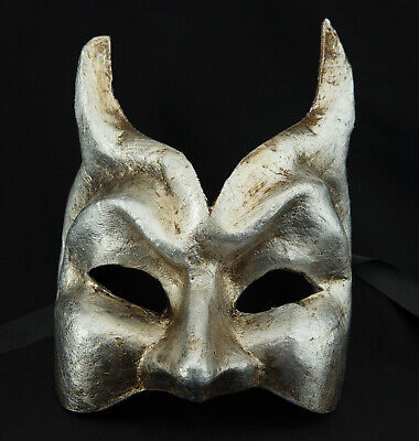 Mask Devil from Venice Silver IN Paper Mache Mystery Venetian Diavolo 1003