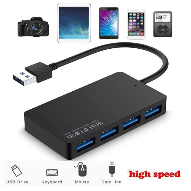 Multi USB 3.0 Hub 4 Port High Speed Slim Compact Expansion Smart Splitter