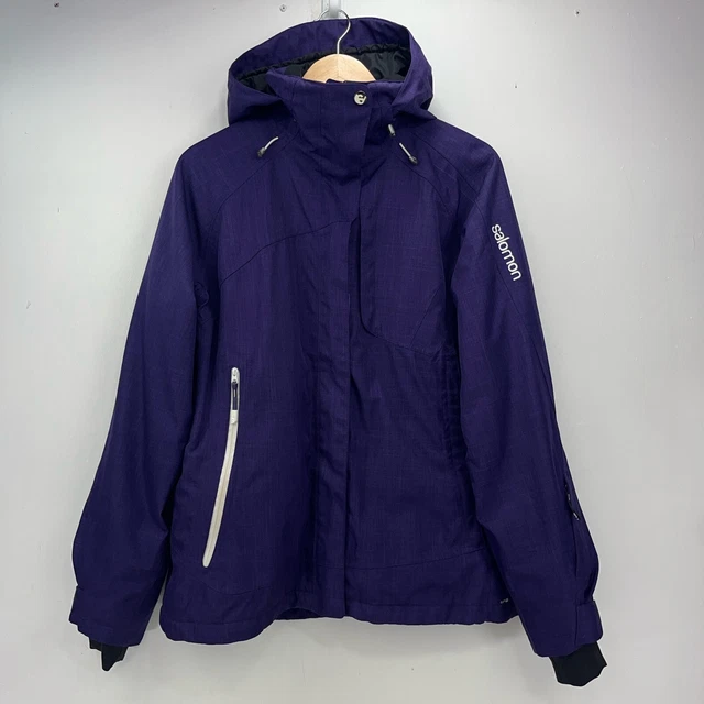 SALOMON CLIMA PRO 10000 Ski Jacket Woman's Large Purple Hooded