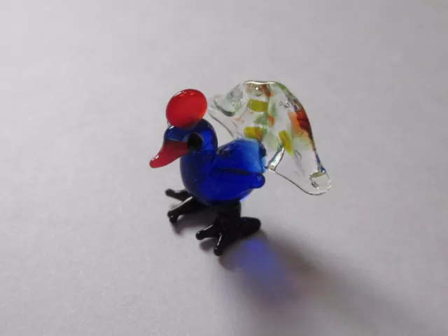 AA4 Peacock bird MINIATURE GLASS FIGURINE little art mini animal fancy pride