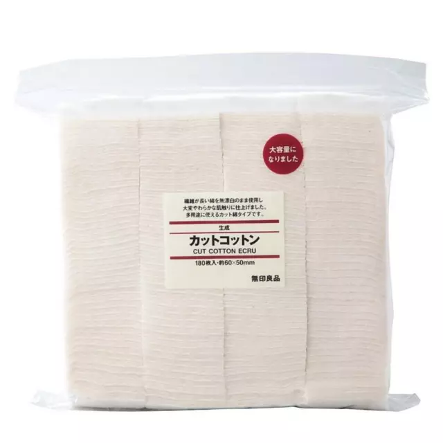 [ Muji ] Organique Et non Blanchie Coupe Visage Coton Coussinets 180pcs Japon