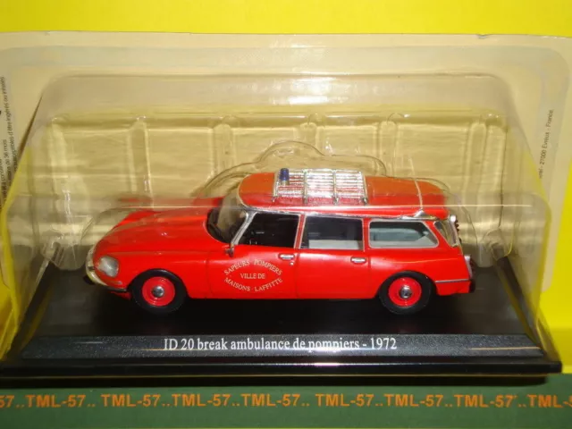 Voiture 1/43e Atlas CITROEN DS - ID 20 Break Ambulance Pompiers - 1972