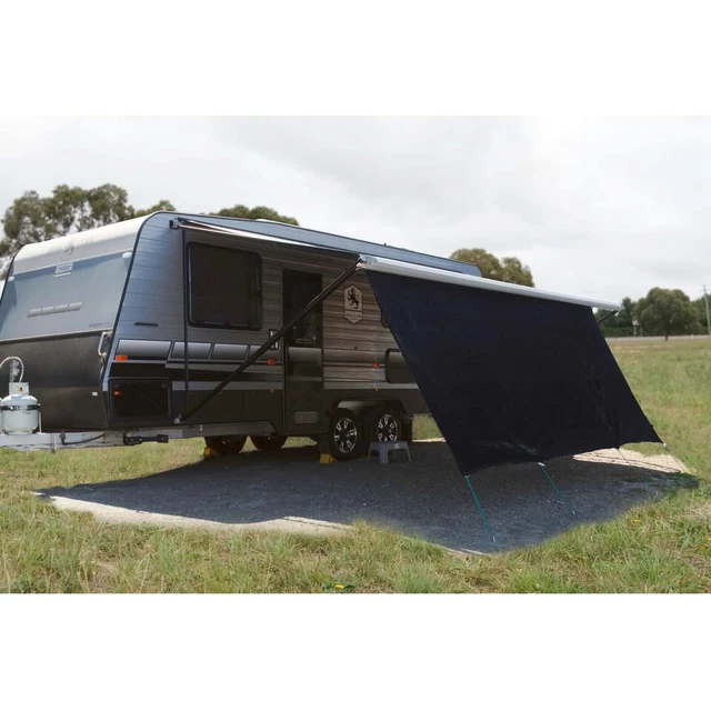 Black Caravan Privacy Screen 4.6 x 1.8m Sun Shade Cloth suit 16" Roll Out Awning
