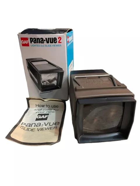 GAF Pana-Vue 2 Lighted 2 x 2 Slide Viewer - Vintage 35mm With Box