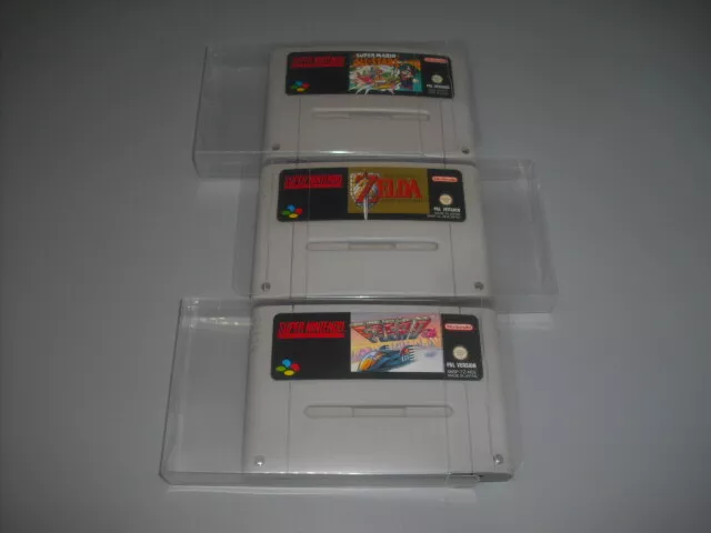 Schutzhüllen / Protection / Klarsicht Super Nintendo Modul Spiele SNES 0,3mm NEU