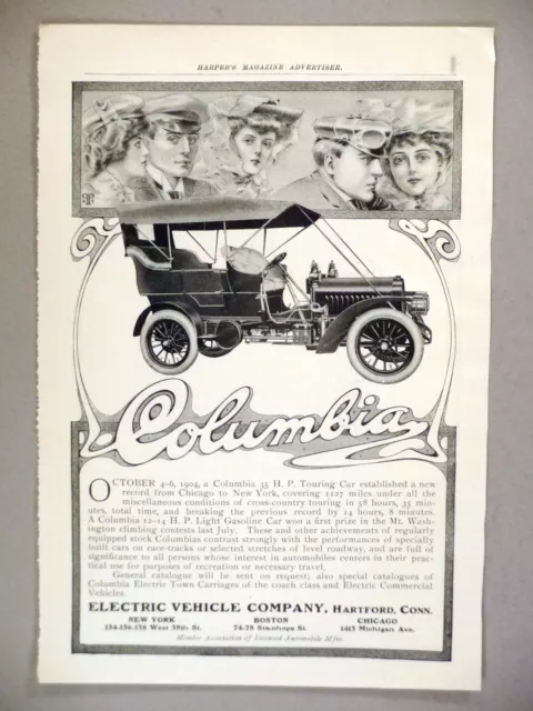 Columbia Electric Vehicle Co. PRINT AD - 1904 ~ Motor Car