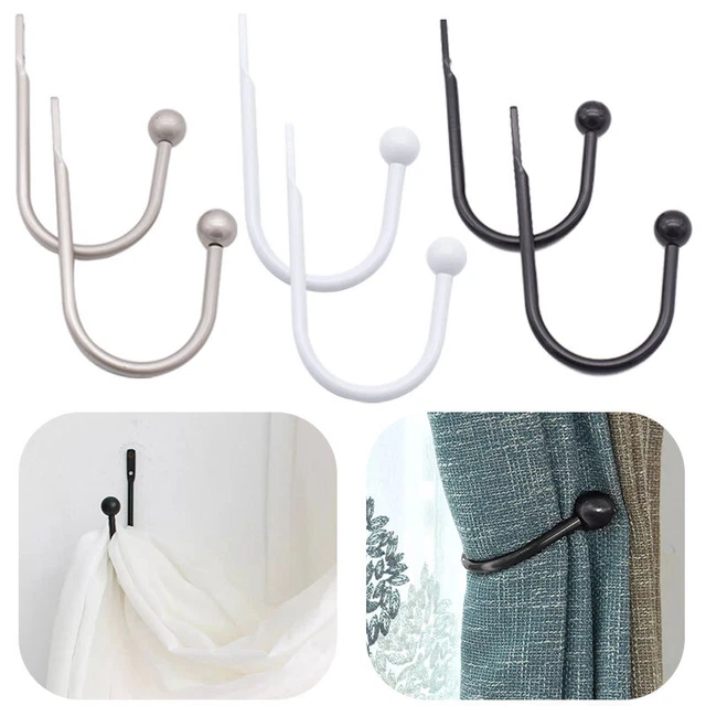 2Pcs Window Curtain Hold Backs U Shape Tie Back Hooks Metal Holdback Holder