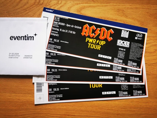 TICKET AC/DC DRESDEN 16.06.2024 Messegelände Rinne Stehplatz EUR 130,00 ...