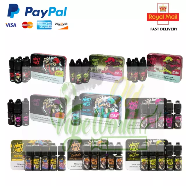 Nasty™ E liqud All Flavours E-Liquid 5 x 10ml,3MG,6MG Low Mint E Juice TPD