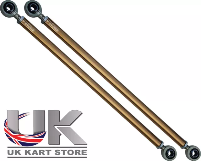 TonyKart / OTK Replacement Gold Aluminium Track Rod 268mm & Ends Set x 2 Go Kart