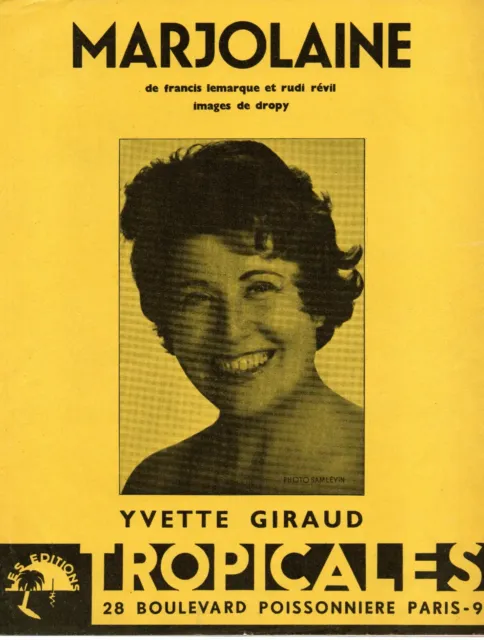 Partition chant piano acc guitare GF 1957 - Marjolaine, fox - Yvette GIRAUD