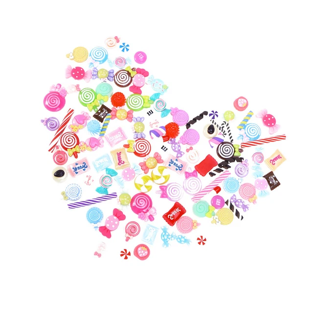 100 Pcs Flatback Beads Clay Candy Cane Accessories Kids Resin Child Lollipop