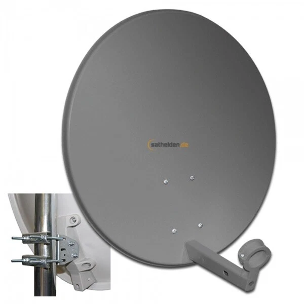 Humax Antenna Parabolica Da 75 Cm In Alluminio – Colore Antracite, Attacco LNB 40 Mm, Supporto Per Palo 32-60 Mm, Guadagno 37,6 DBi
