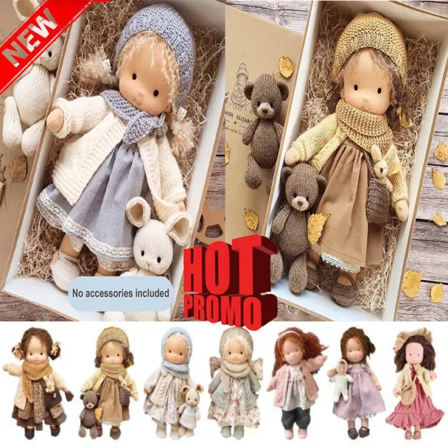 Handmade Waldorf Doll,28cm Knitted Plush Stuffed Toy Christmas Gift with Box AU