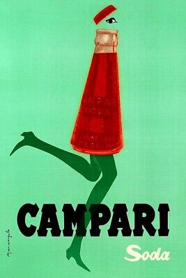 Poster Manifesto Locandina Pubblicitaria d'Epoca Stampa Vintage Campari Soda Bar