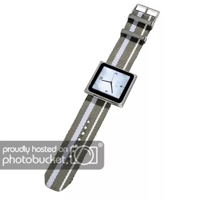 Hama Uhrenarmband 22 cm für iPod Nano 6G 6 Watch Armbanduhr Uhr Band grau Nylon