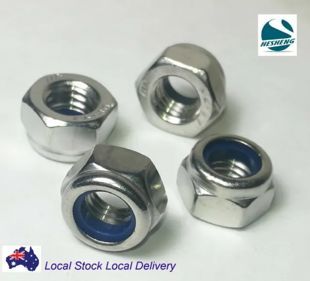 Qty 20 M5 Marine Grade Stainless Steel 316 A4 Hex Nyloc Nut 5mm Nylon Lock Nuts