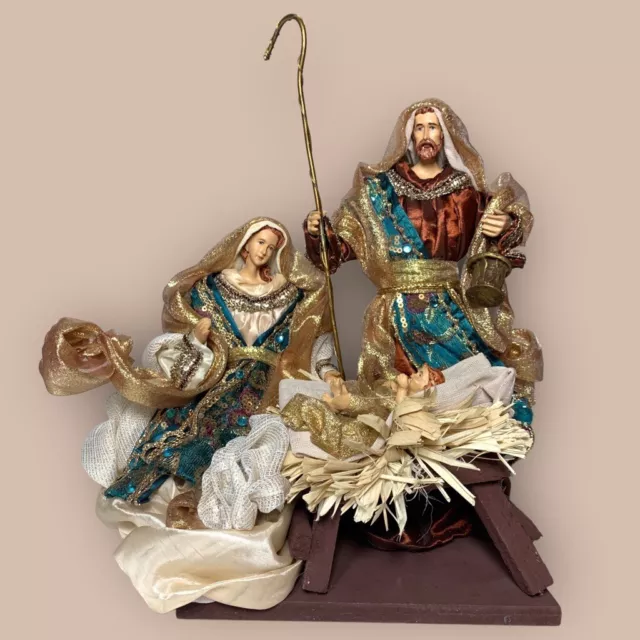 Sainte Famille Crèche Figurines de Crèche Maria Josef Jésus Avec Tissu Vêtu 30cm