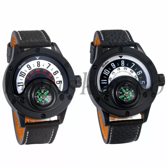 Men's Outdoor Sports Army Military Compass Round Quartz Analog Wrist Watch