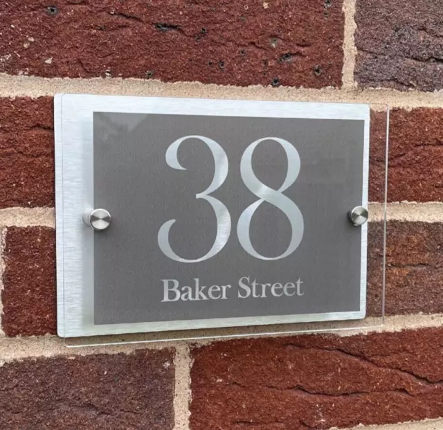 House Number Door Sign Plaques Custom Grey Acrylic Aluminium Name Signs Plates