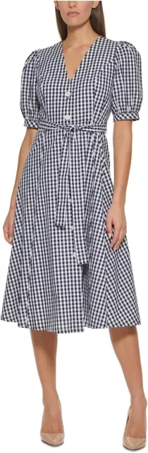 Tommy Hilfiger Womens Size 14 Picnic Gingham Cotton Tie Waisti Dress