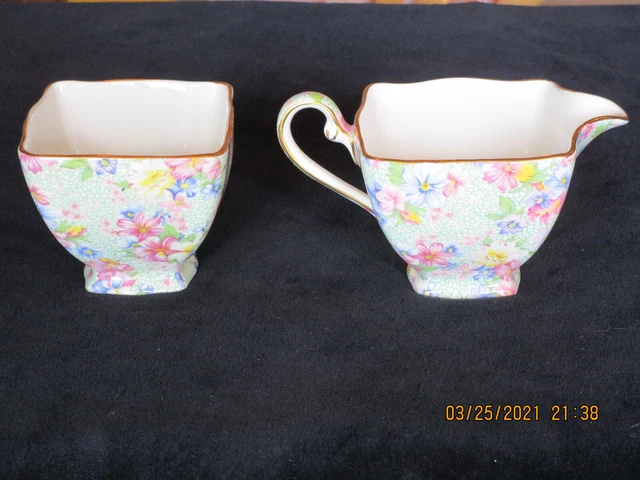 ROYAL WINTON GRIMWADES Marion CREAMER & OPEN SUGAR China ENGLAND CHINTZ