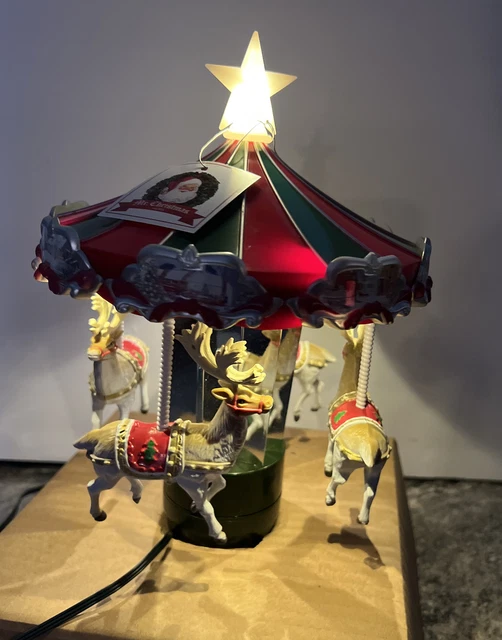 MR CHRISTMAS LIGHTED Animated Tree Topper Reindeer Carousel Christmas Decoration £48.16