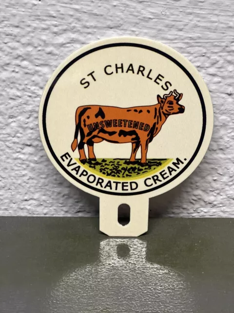 ST CHARLES EVAPORATED CREAM Metal Plate Topper Sign Milk Dairy Farm Gas Oil