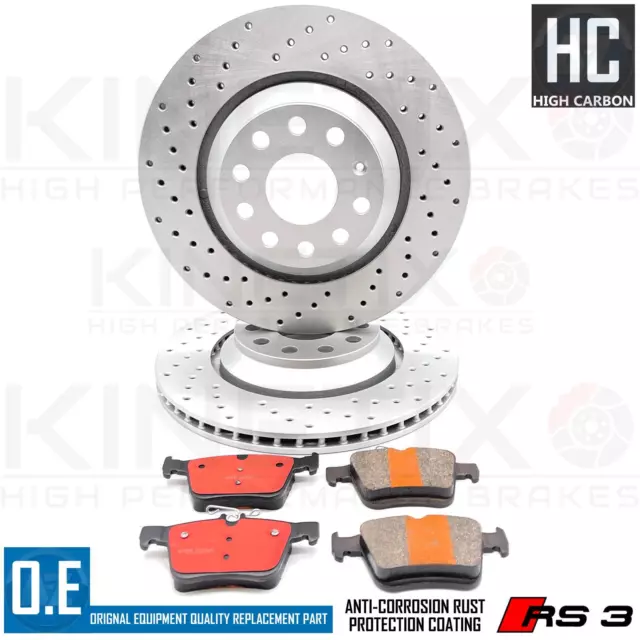 FOR AUDI TTRS TT RS CROSS DRILLED BRAKE DISCS CERAMIC PERFORMANCE PADS 310mm