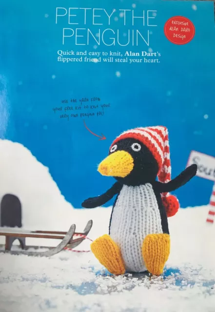 STRICKMUSTER Alan Dart Petey der Pinguin Weihnachtsspielzeug gestreifter Hut 14cm hoch