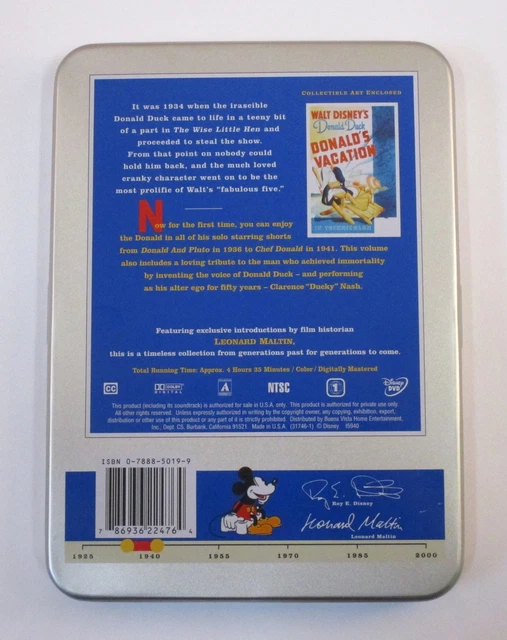 Walt Disney Treasures CHRONOLOGICAL DONALD Vol. 1 1934-1941 2-Disc DVD Set w/Tin 2