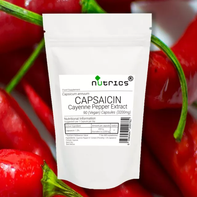 EXTRACTO DE PIMIENTA DE CAYENA Nutrics® 3200mg CAPSAICINA PIMIENTO DE CAYENA CÁPSULAS V