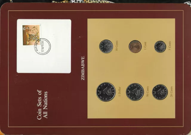 Coin Sets of All Nations Zimbabwe 1980-1990 UNC $1 1980 50 cents 1990