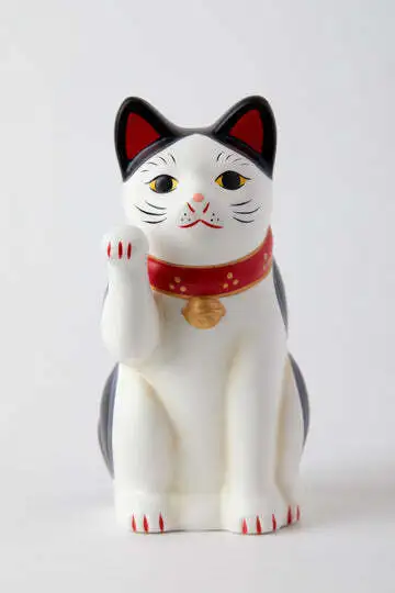Japanese Hand Painted Lucky Cat SETO Maneki Neko 10cm Bicolor Hachiware Ceramics