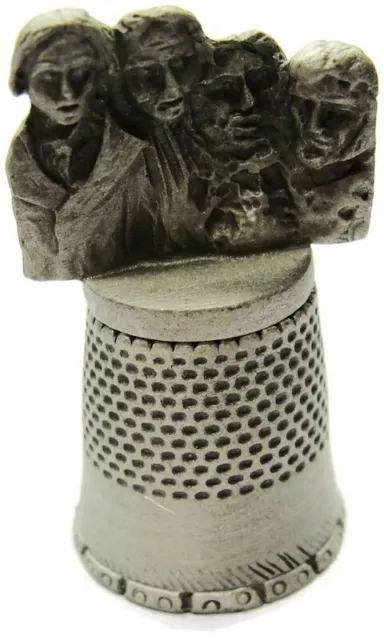 Mount Rushmore South Dakota Pewter Thimble Vintage Silver Tone