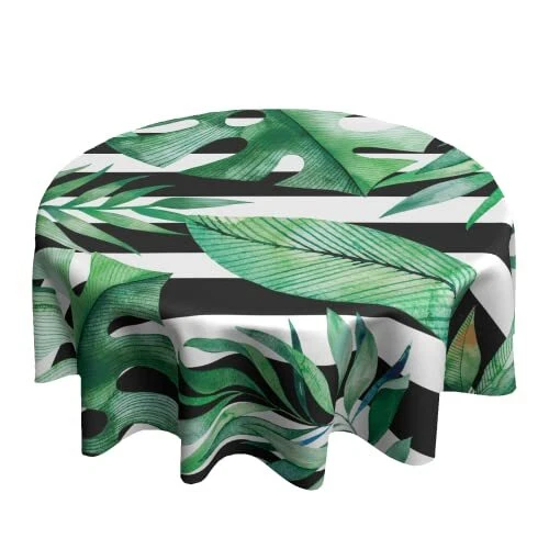 Leaf Table Cloth Jungle Tablecloth Reusable Round Table Cover