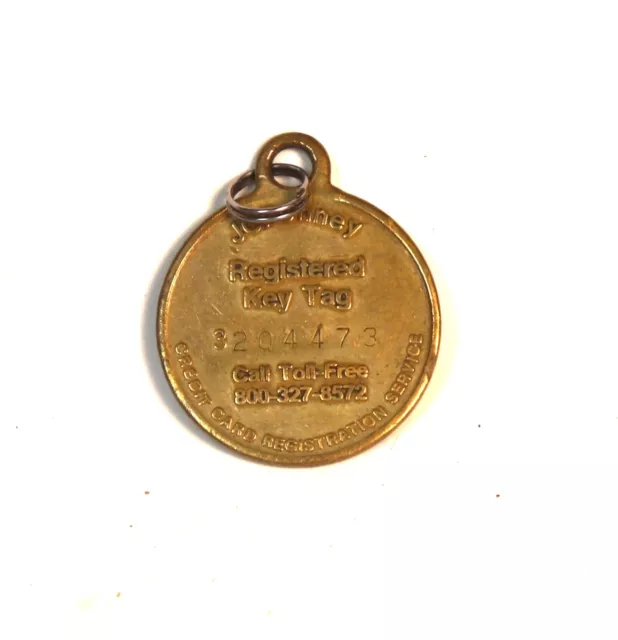 Vintage KEY REGISTRATION Return Postage Guaranteed Brass Key Ring Holder