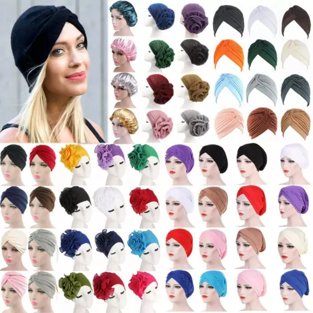 Women's Soft Turban Knot Head Wrap Scarf Hair Loss Cap Chemo Hat Cover Headwear/