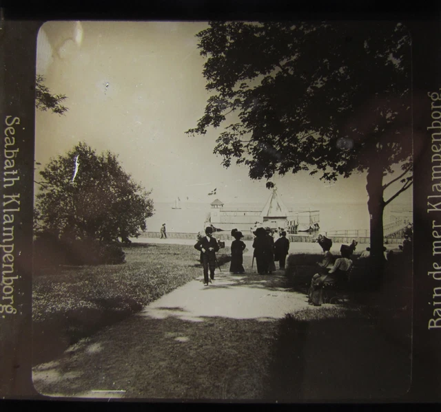 Glass Magic lantern slide BEACH AT KLAMPENBORG . C1910 DENMARK